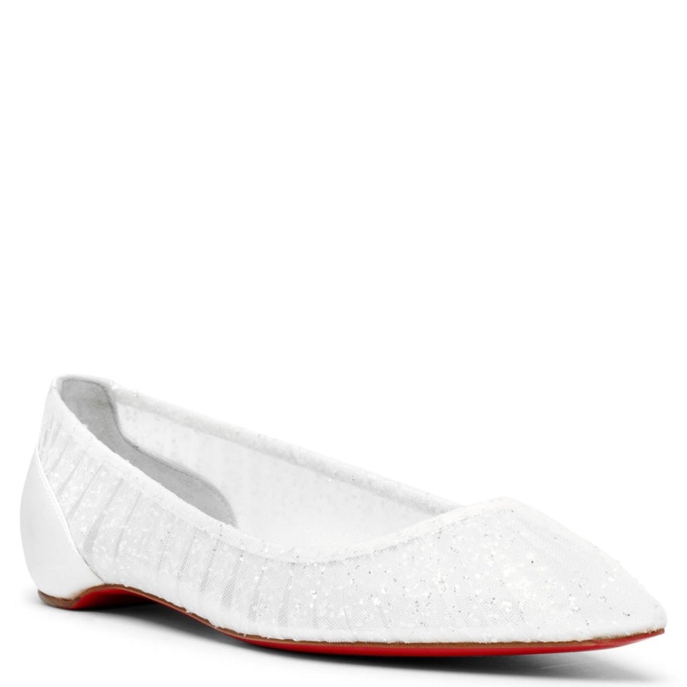 Christian Louboutin White Sparkle Flats
